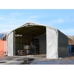 TOOLPORT 6 x 6 m tälthall - 2,6 m sidohöjd med 4,1x2,9 m port, PVC grå, utan hållfasthet säkerhetspaket - (49637)