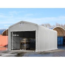 TOOLPORT 5 x 8 m tälthall - 2,6 m sidohöjd med 4,1x2,5 m port, PVC grå, utan hållfasthet säkerhetspaket - (49634)