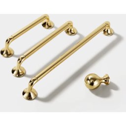 Härligt Hemma Handtag, Metall, Guld/mässing, Blank “florencia” – Knopp & Handtag, 96, 128 & 192 Mm - 96mm