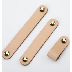 Härligt Hemma Handtag, Läderhandtag “cohiba, Beige” Knopp, 96 Mm, 128 Mm - 128 Mm, Mässing/guldfärgad Knopp