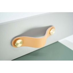 Härligt Hemma Handtag, Läderhandtag, Beige "Cohiba Vuelta Abajo" – Knopp, 96 Mm, 128 Mm - Nuppi