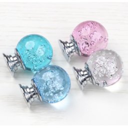 Härligt Hemma Handtag / Knopp Kristall, "Bubbles" 30mm - Rosa