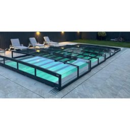Pooltime Pooltak ICON KIT S3 4×9 (klarglas, sidodörr, enkelskena, antracit)