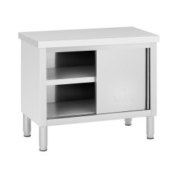 Rostfri arbetsbänk med skjutdörr - 100 x 50 cm - 330 kg lastkapacitet - Royal Catering