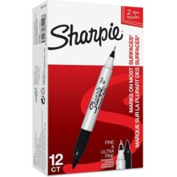 Märkpenna SHARPIE Twin Tip svart 12/fp