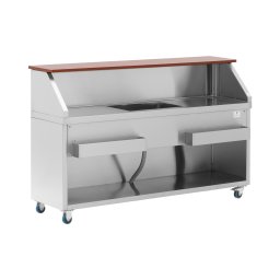 Mobil cocktail-station - Med isbehållare och flaskhållare - 180 cm lång disk i träoptik - Royal Catering