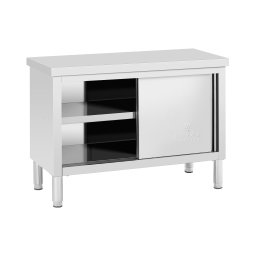 Rostfri arbetsbänk med skjutdörr - 120 x 50 cm - 330 kg lastkapacitet - Royal Catering