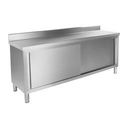 Rostfri arbetsbänk - 200 x 60 cm - Skyddskant - Lastkapacitet 160 kg