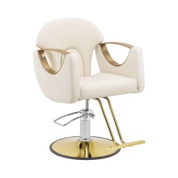 Frisörstol med fotstöd - 55–65 cm - 180 kg - Creme
