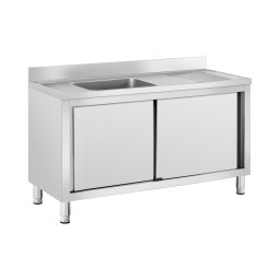 Diskbänksbord - 1 diskho - Royal Catering - Rostfritt stål - 140 x 60 cm
