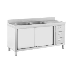 Diskbord - 2 diskhoar - Royal Catering - Rostfritt stål - 160 x 60 cm