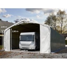 TOOLPORT Garagetält 7x21 m - 2,6 m sidohöjd med 5x2,9 m port, PVC 850, grå, utan hållfasthet (Säkerhetspaket) - (99499)