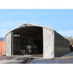 TOOLPORT 7 x 21 m tälthall - 2,6 m sidohöjd med 5,0x2,9 m port, PVC grå - (49530)