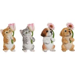 Prydnadsfigur Home ESPRIT Multicolour djur 10,5 X 9 X 18,5 cm (4 antal)