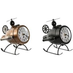 bordsklocka Home ESPRIT Svart Gyllene Loft Helikopter (2 antal)