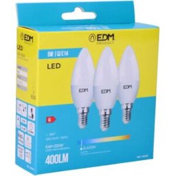 Förpackning med 3 LED-lampor EDM 98205 G 35 W 5 W 50 W E14 400 lm Ø 3,6 x 10 cm (6400 K)
