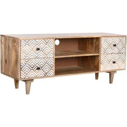 TV-möbler DKD Home Decor 135 x 40 x 55 cm Naturell Vit Mangoträ