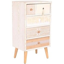 Byrå DKD Home Decor Gran Naturell Bomull Vit (48 x 35 x 89 cm)