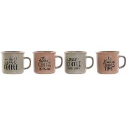 Set med 4 muggar Home ESPRIT Blå Rosa Stengods 285 ml 9 x 7 x 8 cm