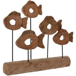 Prydnadsfigur Home ESPRIT Svart Naturell Fiskar 61,5 x 10 x 53,5 cm