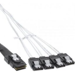 Intos Inline Mini Sas - 4x Sata Crossover Reverse Ocf -Kabel, 0,5 M, Svart