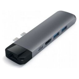 Satechi Usb Type-C Pro Hub 4k Hdmi Och Ethernet-Adapter, Space Gray