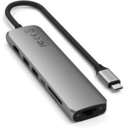 Satechi 7-I-1 Usb-C Slim Multiport-Adapter Med Ethernet, Stjärngrå