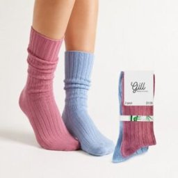 Strumpor dam bambu rosa/ljusblå 2-pack - Gill (Storlek: 40/42)