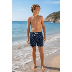 Badshorts barn marin med vit ankare (Storlek: 170 cl)
