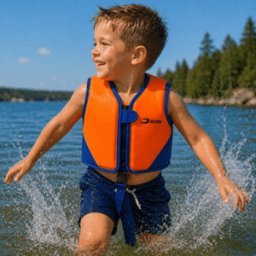 Simväst barn orange/blå - Soak (Storlek : 3-6 år)