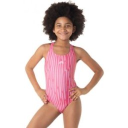 Baddräkt barn Lala stripe rosa- Aquarapid (Storlek: 140 cl = 10 år)