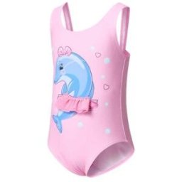 Baddräkt barn rosa delfin (Storlek: 110/116)