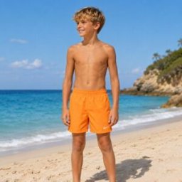 Badshorts barn 4" volley shorts ess oranga - Nike (Storlek: M)