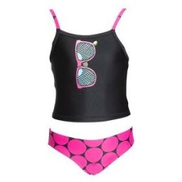 Tankini till barn svart/rosa (Storlek: 86/92 cl)