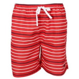 Badshorts till mindre barn röd med ränder (Storlek: 98/104 cl)