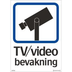 Systemtext Trivsel- Och Ordningsskylt "Tv/video Bevakning" Självhäftande Dubbelsidig-148 X 210 Mm