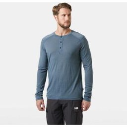 Helly Hansen Men's HH Durawool Long Sleeve Henley Marinblå L Pink Salt RosaL