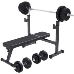 Gorilla Sports Bänkpress 2.0 BLACK Skivstång Hantlar 70kg