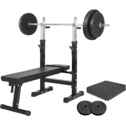 Gorilla Sports Bänkpress BLACK/WHITE Skivstång 60kg Gymgolv - Vit / Svart