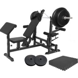 Gorilla Sports Multigympaket BASIC Black/White 60kg Gymgolv - Vit / Svart