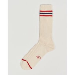 Nudie Jeans Retro Tennis Socks Off White/Red