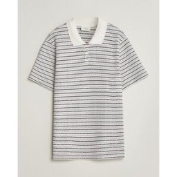 Les Deux Knitted Stripe Polo Eggnog White