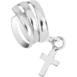 Lykken Casuals kors ear cuff silver örhängen