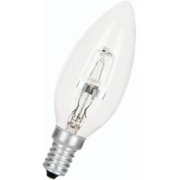 LEUCI Halogenlampa, kronljus, klar yta, E14, 18 W (motsvarande 25 W), klass D, varmt vitt ljus, 2 900 K