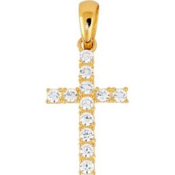 Lykken Crosses kors hänge i guld med zirkonia stenar 8,49 x 15,35 mm
