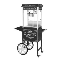 Popcornmaskin med vagn - 5 kg/h - 1500 W - retrodesign - svart - Royal Catering
