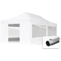 TOOLPORT 4x8 m snabbtält, Professional aluminium, med sidodelar (panoramafönster), vit - (582035)