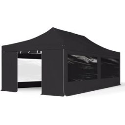 TOOLPORT 4x8 m snabbtält, Professional aluminium, med sidodelar (panoramafönster), svart - (581981)