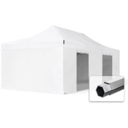 TOOLPORT 4x8 m snabbtält, Professional aluminium, med sidodelar, vit - (578701)