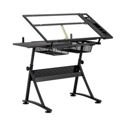 Ritbord - 120 x 60 x 90 cm - Justerbar lutning - Glasplatta